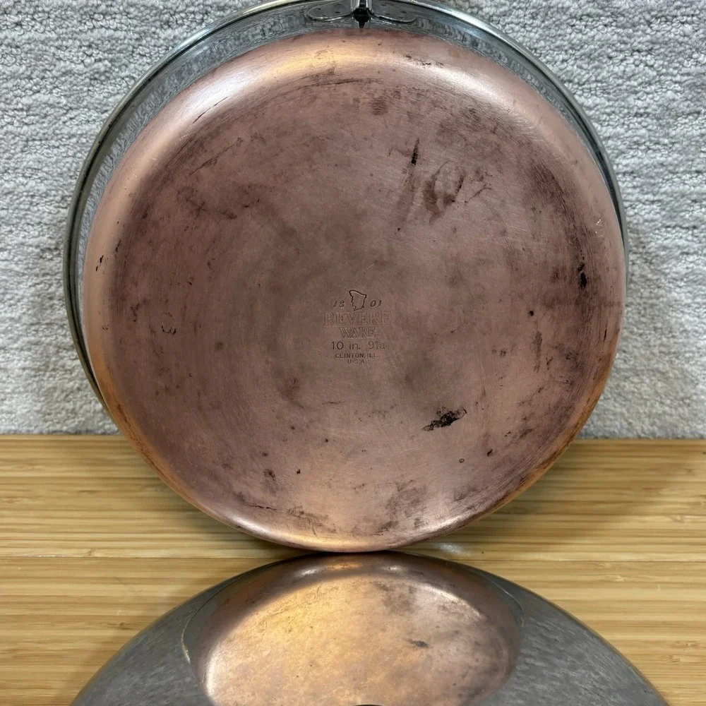 Vtg Revere Ware 1801 Copper Bottom 10